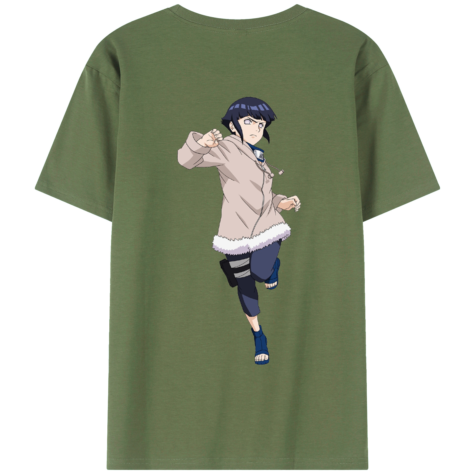 （画像用） NARUTO -ナルト- 日向ヒナタ Hyūga Hinata 綿100％ メンズ半袖Tシャツ（バックプリント） 通気性